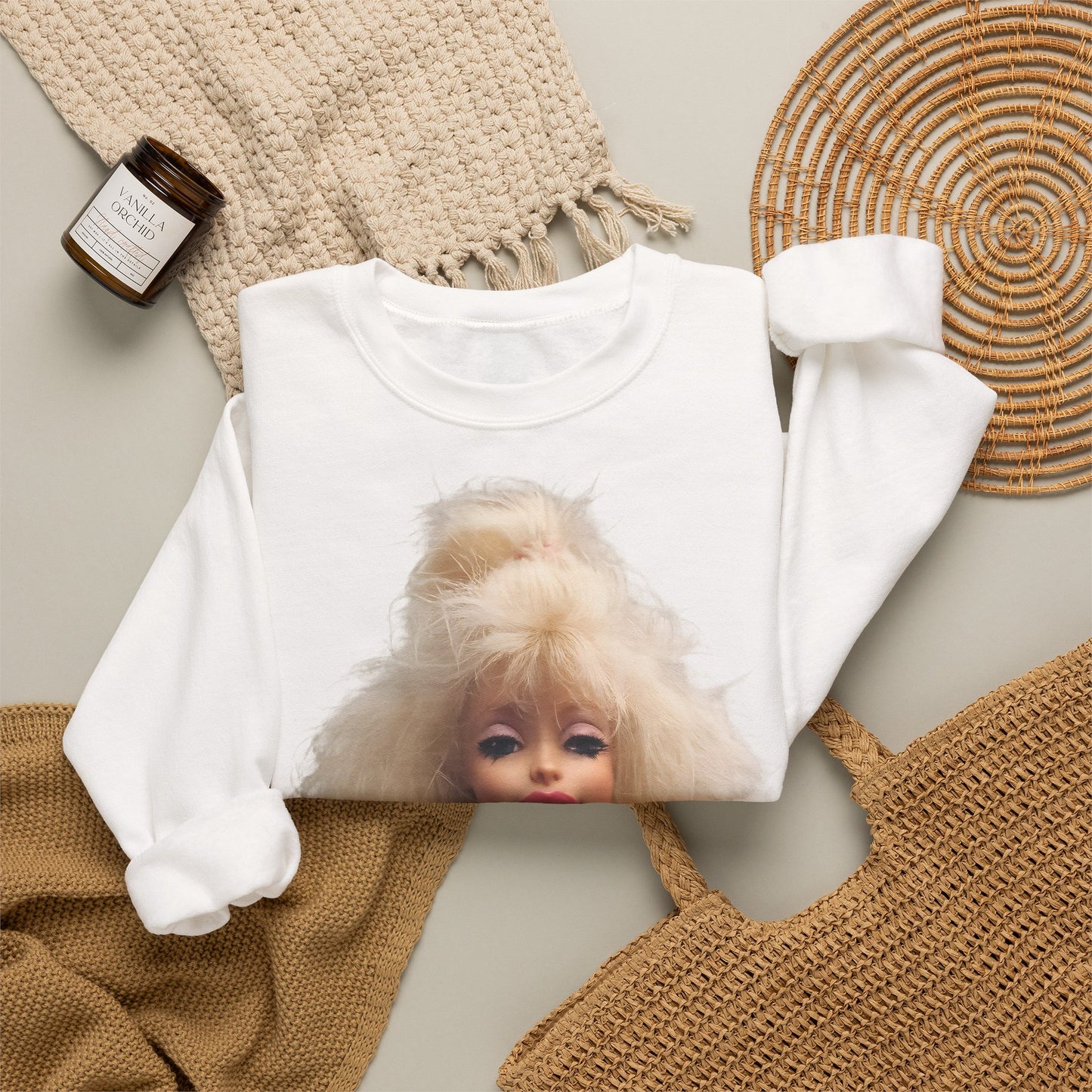 Retro Puppen Portrait T-Shirt Damen | 80er Jahre Blond Doll Fashion Shirt | Pinke Jacke Vintage Style Geschenk