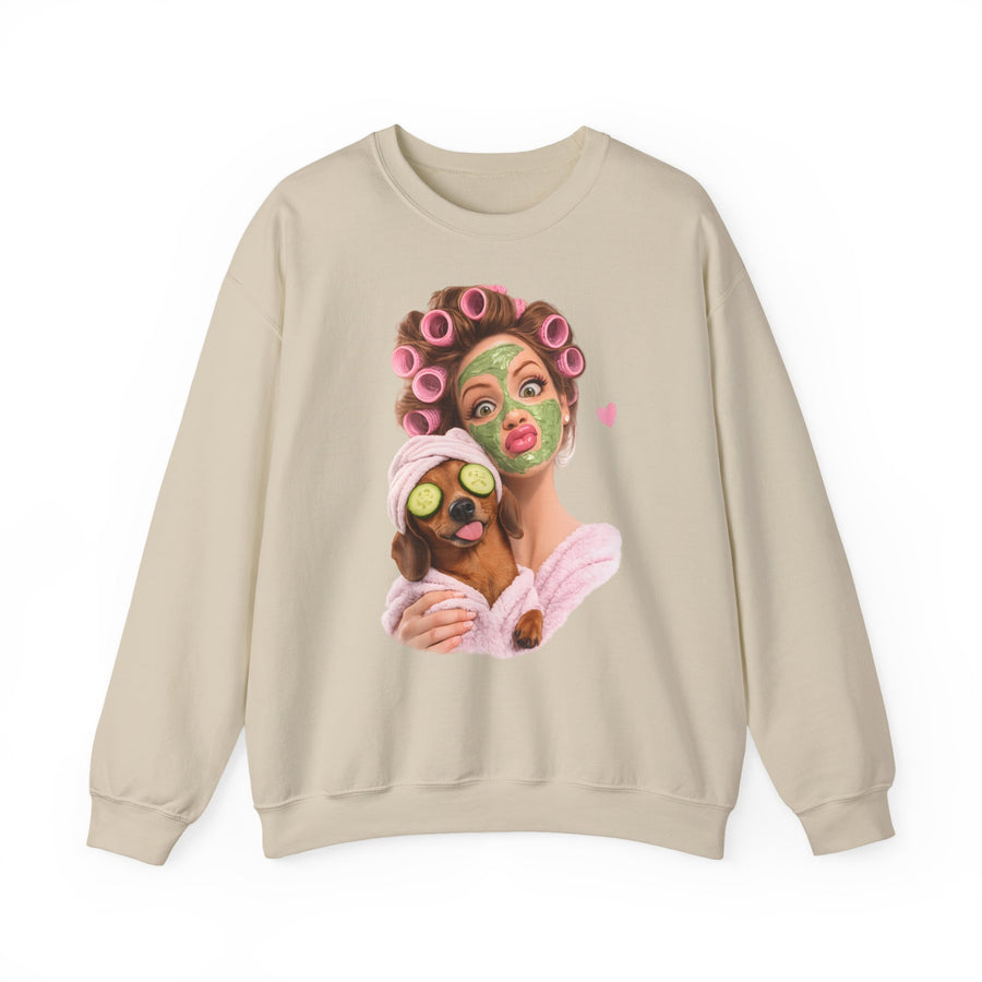 True Insights Dackel Spa Sweatshirt – Lustiges Wellness-Motiv mit Dackel in Sand