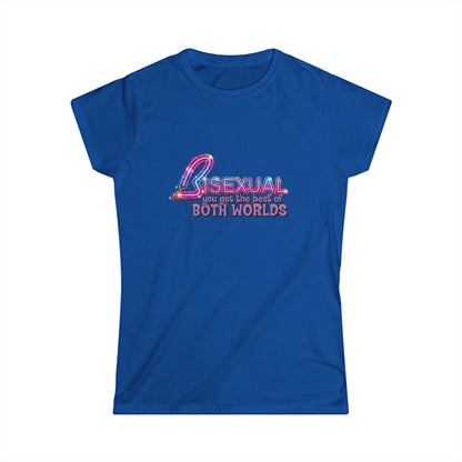 True Insights Bisexual Shirt Damen Best Of Both Worlds bunter Neon Glitzer Pride Look in Royalblau, LGBTQ