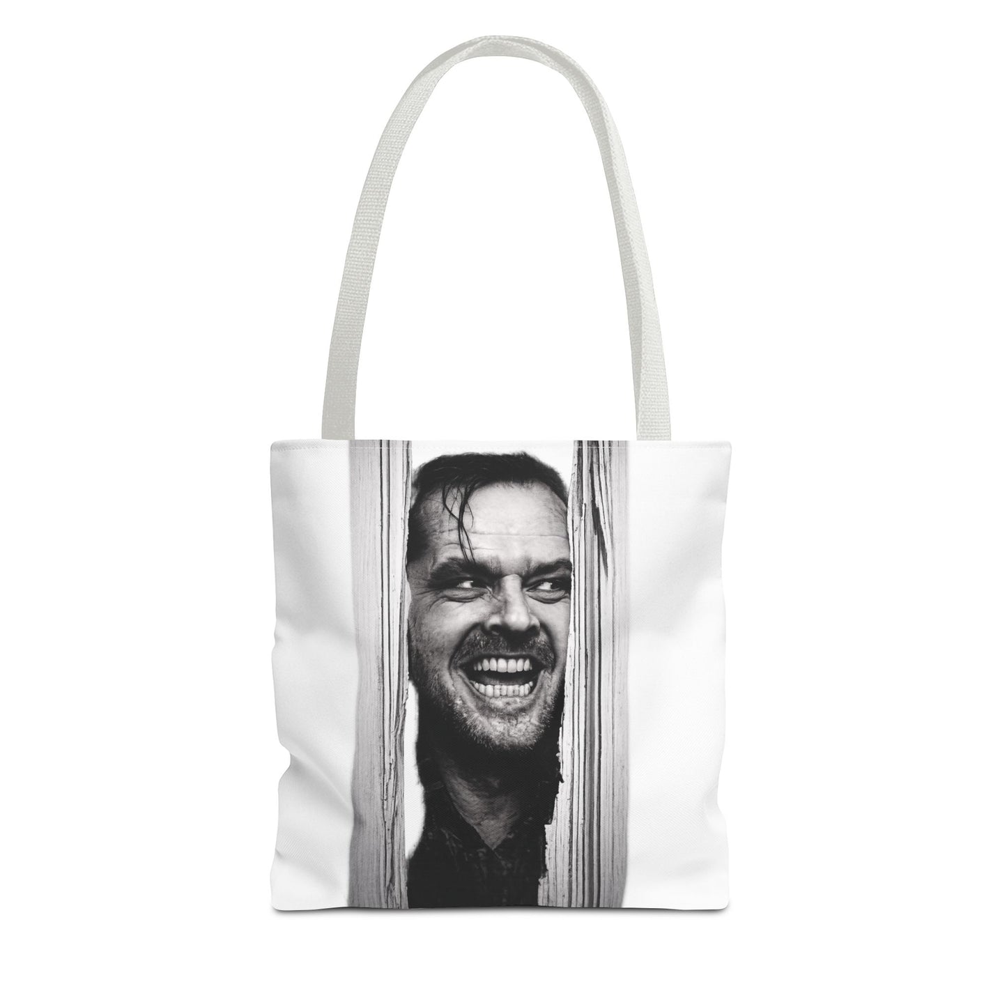 The Shining Tote Bag – Jack Torrance Jack Nicholson Kult-Horror Motiv – Schwarz-Weiß Stofftasche für Filmfans & Horror-Liebhaber