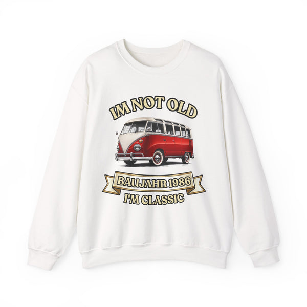 Sweat Année 1986 – I'm Not Old I'm Classic – Bus Vintage Rétro – Cadeau 40 ans pour fans de voitures anciennes