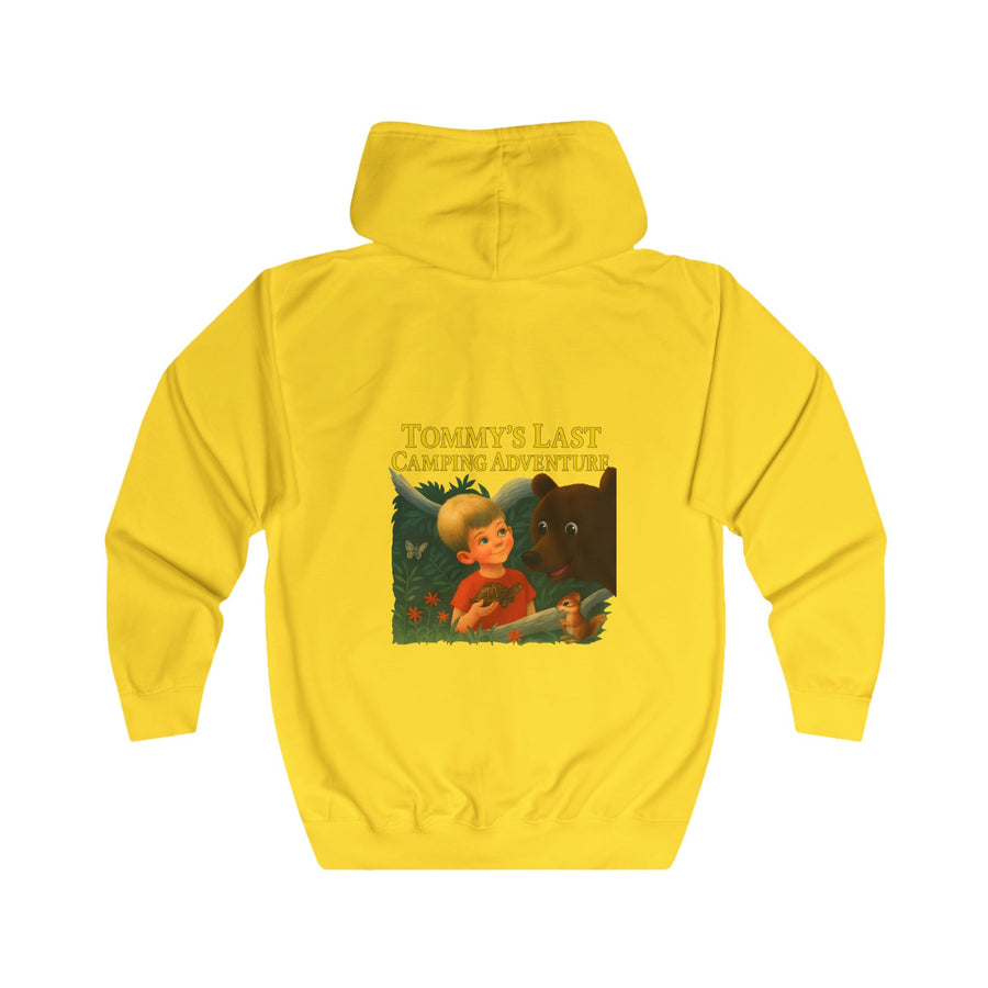 Tommy's Last Camping Adventure Zip-Hoodie – Schattig ontmoet vreemd – Retro-kinderboek-motief