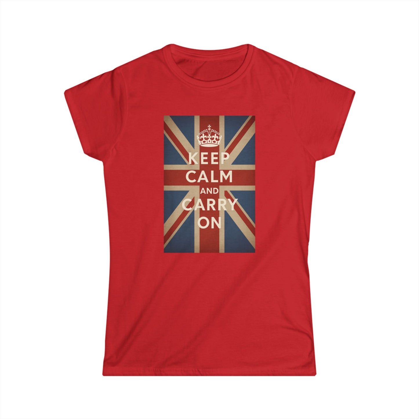 Keep Calm and Carry On Dames Shirt – Union Jack Kroon Vintage Brits Engeland Retro T-Shirt