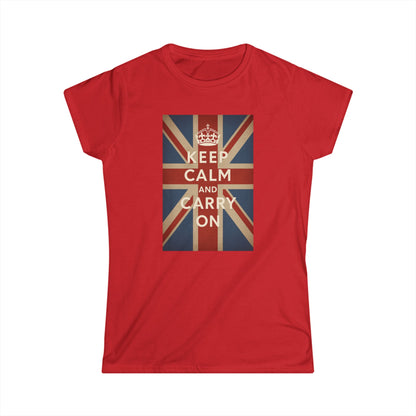 Keep Calm and Carry On Dames Shirt – Union Jack Kroon Vintage Brits Engeland Retro T-Shirt