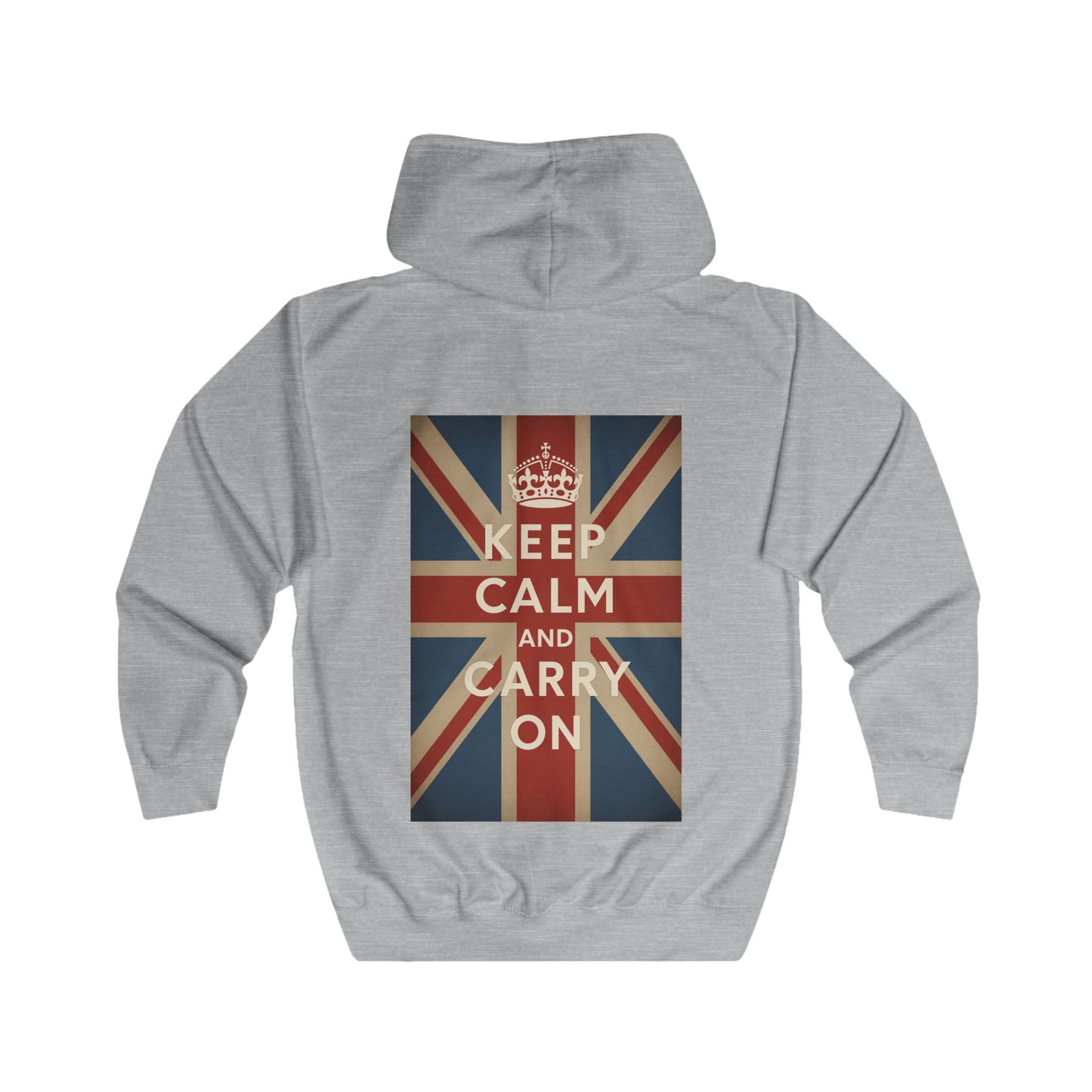 Keep Calm and Carry On Zip Hoodie - Union Jack Kult-Motief - Vintage UK Britse Retro Hoodie