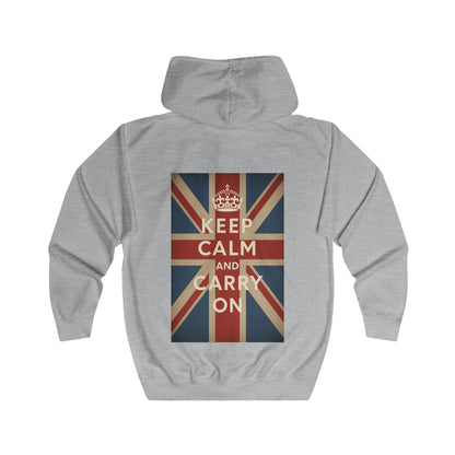 Keep Calm and Carry On Zip Hoodie - Union Jack Kult-Motief - Vintage UK Britse Retro Hoodie