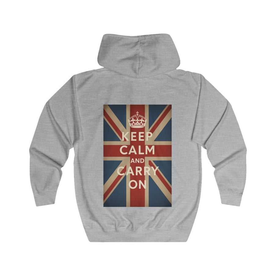 Keep Calm and Carry On Zip Hoodie - Union Jack culte - Veste à capuche rétro vintage UK Grande-Bretagne