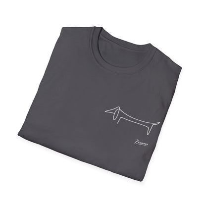 Picasso Dackel T-Shirt – Minimalistische Hundelinie mit Kultfaktor - kleines Motiv