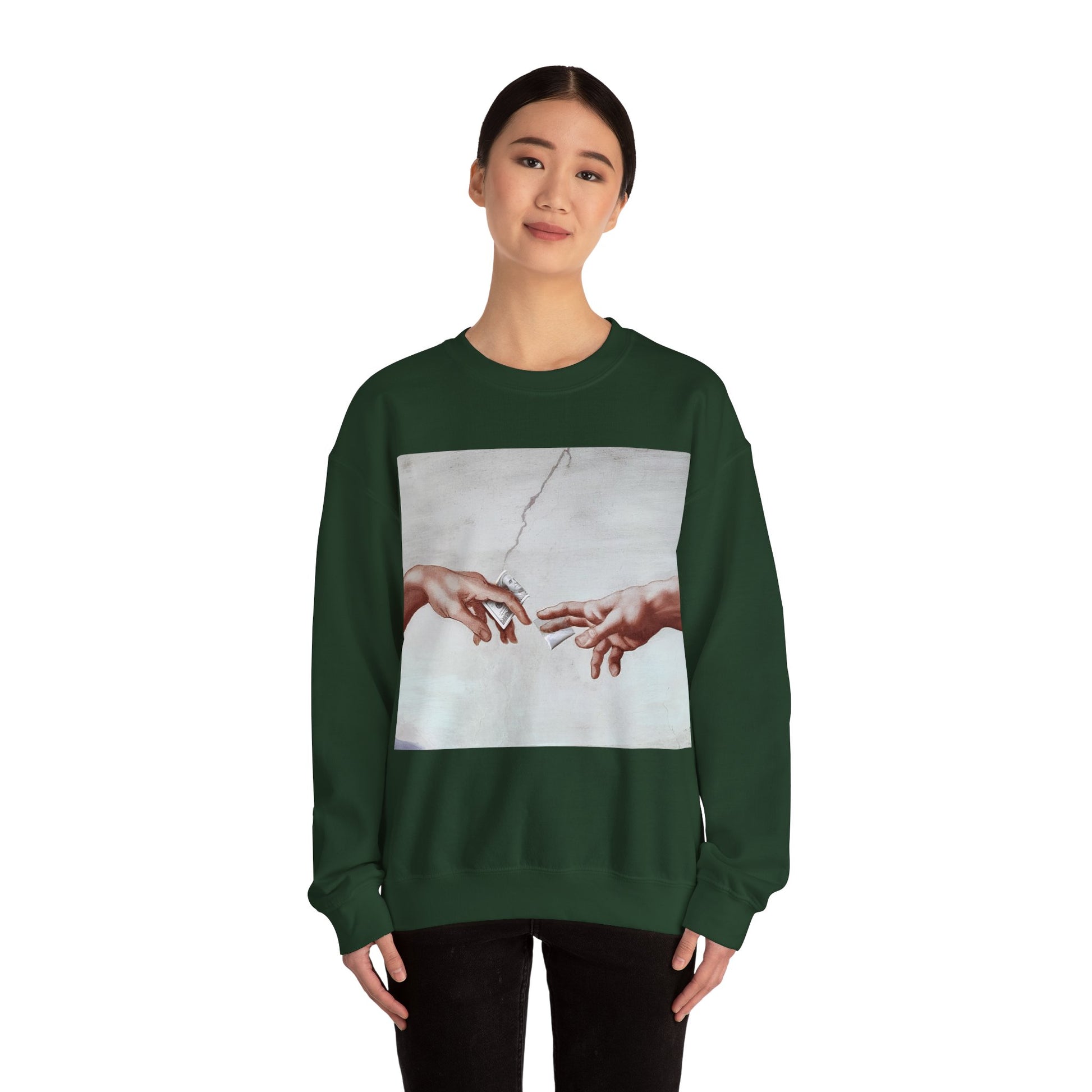 Sweatshirt – The Deal Sweatshirt – Satirische Kunst trifft Streetwear | Michelangelo Meme Design | True Insights Design mit Humor