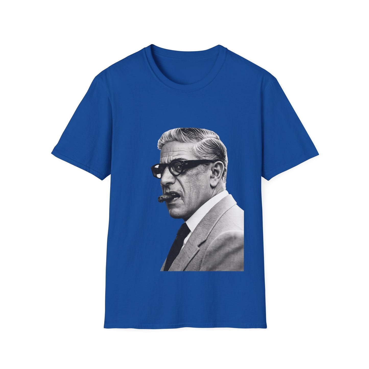 Aristoteles Onassis Portrait T-Shirt Unisex – Ikonische Zigarre & Brille, Vintage Schwarz-Weiß Legende, Retro Fan Geschenk