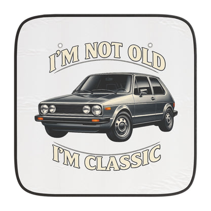 VW Golf Oldtimer Auto-Sonnenschutz "I'm Not Old I'm Classic" – Windschutzscheiben-Sonnenschutz Geschenk für Klassiker-Fans