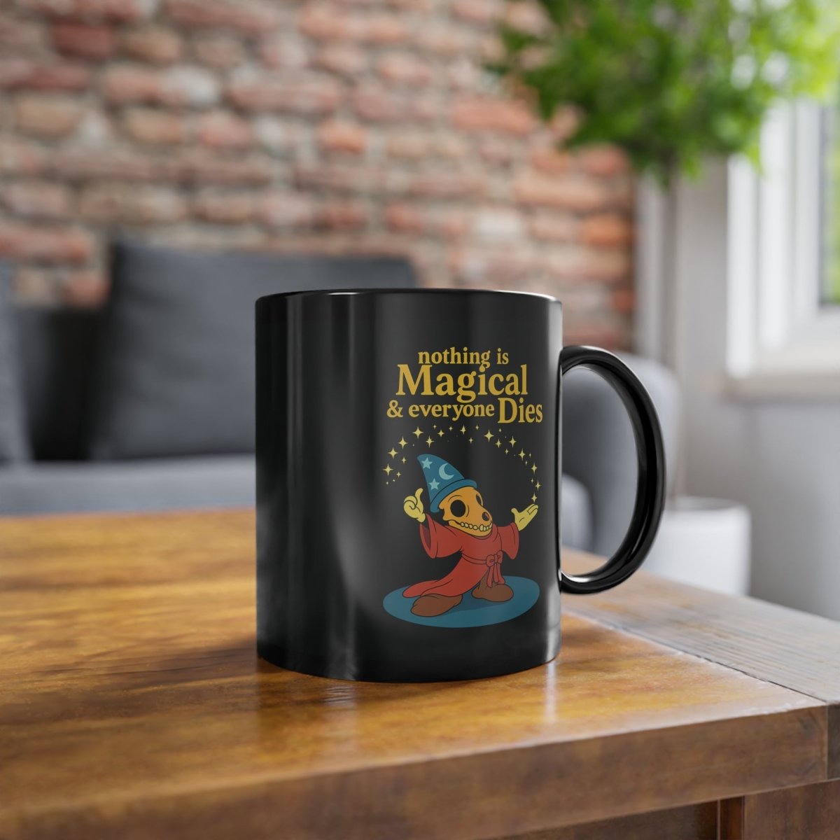 A sip of reality for breakfast. Black coffee meets dark humor – without any fairy filter.