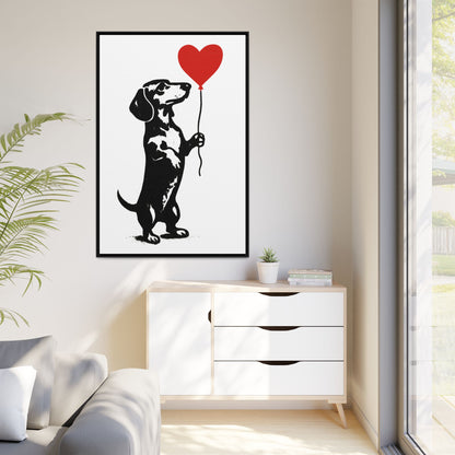 Canvas Bild – Dackel mit Herzballon