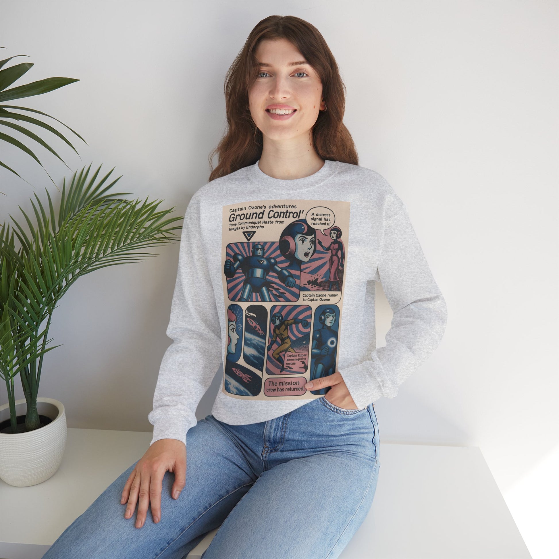 Retro Space Comic Sweatshirt – Captain Ozone „Ground Control“ Edition