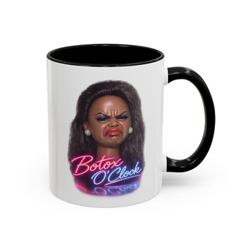 Botox O'Clock Tasse - Lustige Neon Kaffeetasse mit witzigem Grimasse-Motiv, Geschenk für Beauty-Fans & Humor-Liebhaber