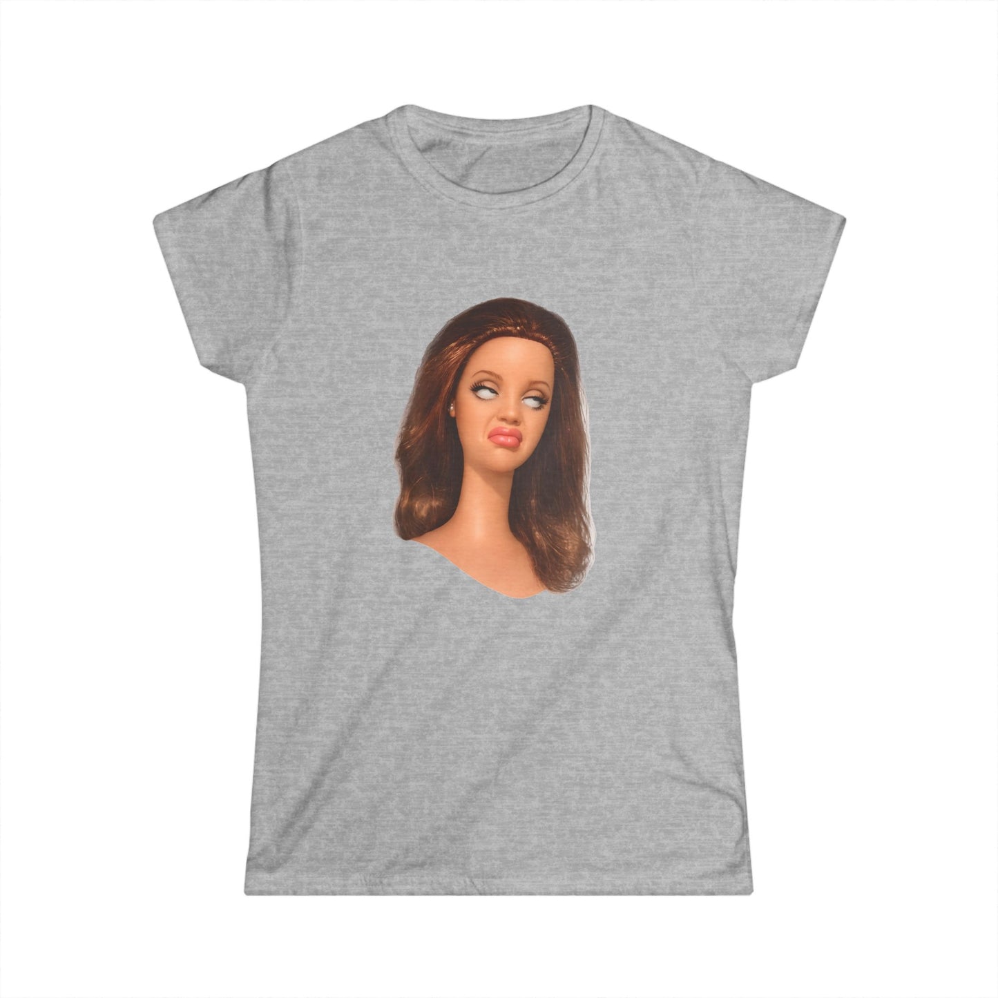 Damen T-Shirt lustiges Puppen-Meme Gesicht – Sassy Diva Print, ironisches Statement Shirt für Frauen, perfekt als Geschenk