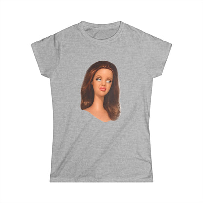 Damen T-Shirt lustiges Puppen-Meme Gesicht – Sassy Diva Print, ironisches Statement Shirt für Frauen, perfekt als Geschenk