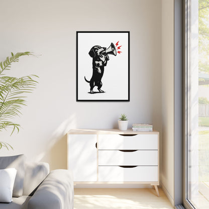 Dog with Megaphone – Satirisches Banksy-inspiriertes Kunstmotiv | Statement Design