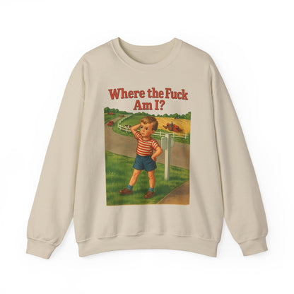 Sweatshirt – Where the Hell Am I? – Vintage Sweatshirt mit nostalgischem Lost-Boy-Motiv | True Insights Design mit Humor