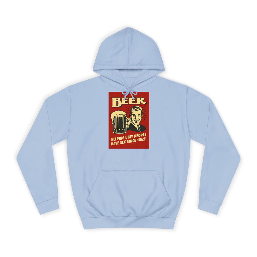 BEER Hoodie Rétro Vintage Bière Humour - Helping Ugly People - Cadeau drôle amateurs de bière, fête & homme