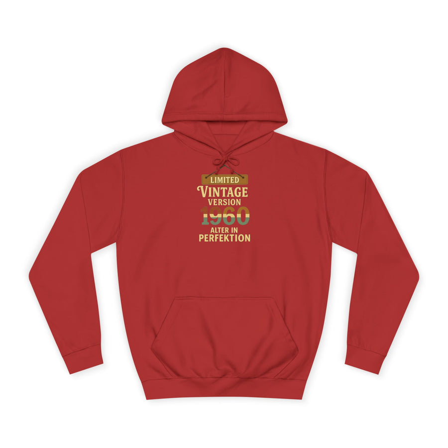 Geschenk zum 66. Geburtstag – Hoodie Jahrgang 1960 Limited Vintage – Fire Red – Vorderseite