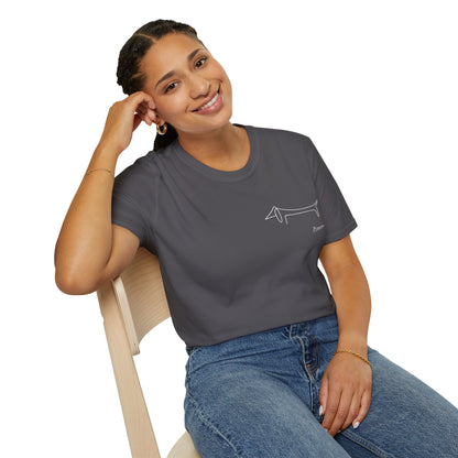 Picasso Dackel T-Shirt – Minimalistische Hundelinie mit Kultfaktor - kleines Motiv