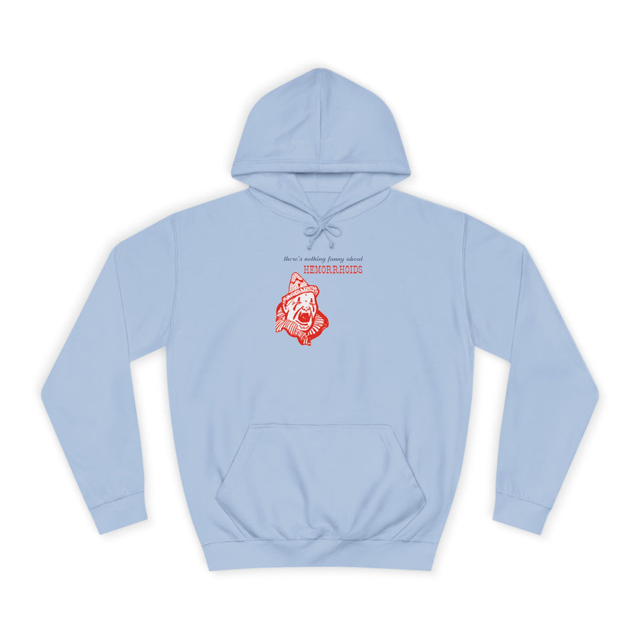 Sarkastischer Hoodie „There's Nothing Funny About Hemorrhoids“ – Der weinende Clown mit Wahrheit – Sky Blue – Vorderseite