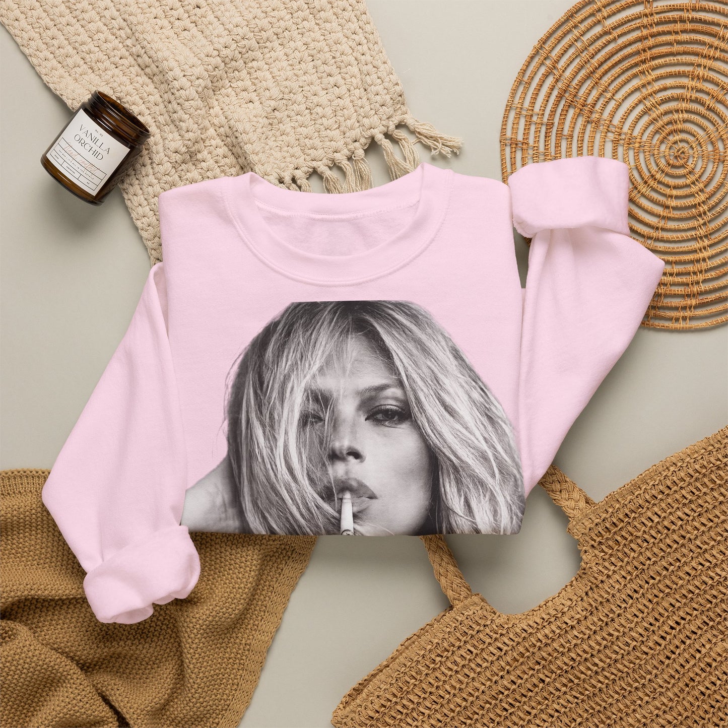 Kate Moss Sweatshirt – Schwarz-Weiß Portrait Kult-Pullover für Fashion & Vintage Fans, ikonisches Model Motiv