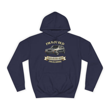 Geschenk zum 50. Geburtstag – Hoodie Jahrgang 1977 VW Golf – Oxford Navy – Vorderseite