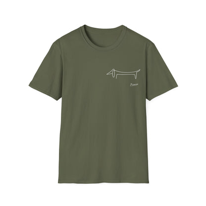 Picasso Dackel T-Shirt – Minimalistische Hundelinie mit Kultfaktor - kleines Motiv