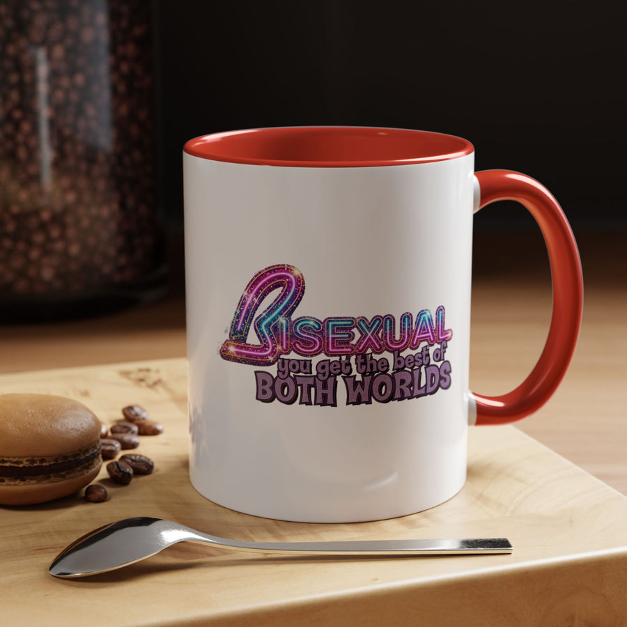 Mug Bisexual – You Get The Best Of Both Worlds | Effet paillettes coloré pour Bi Pride & CSD