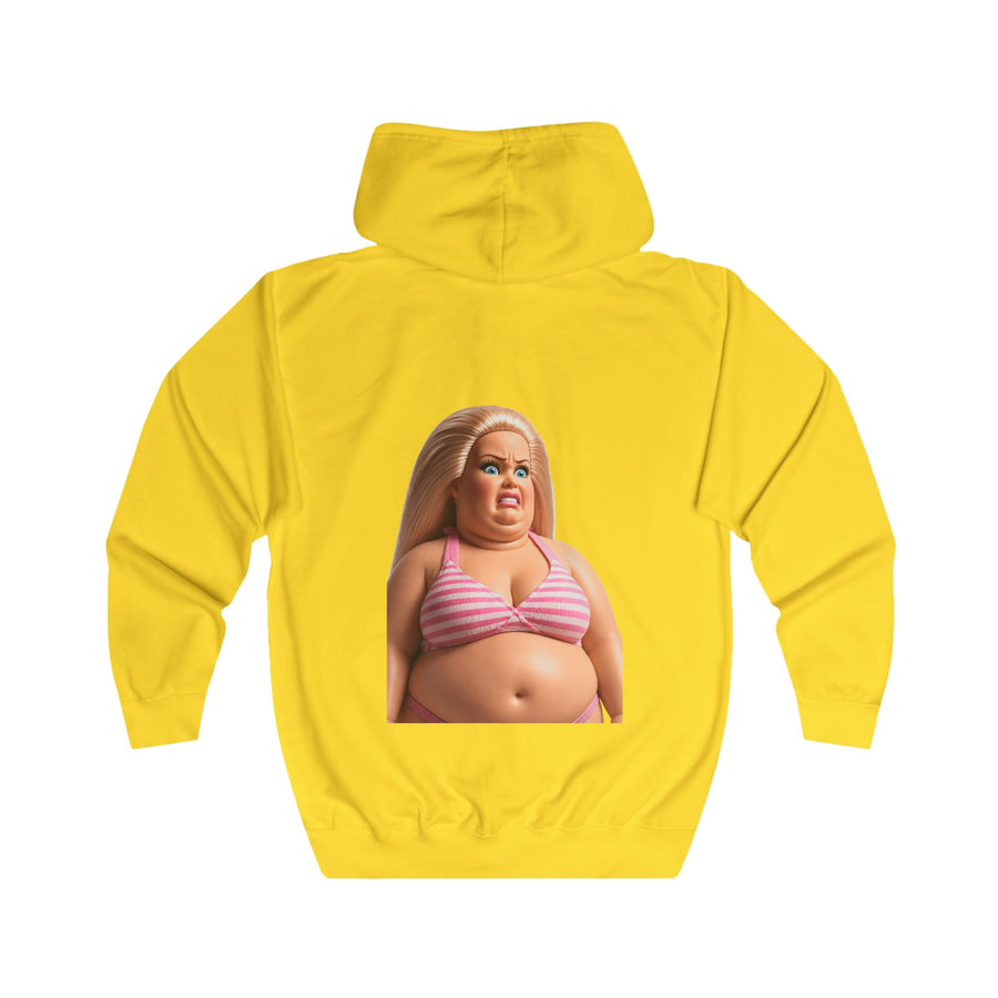 True Insights Genervte Blondine Zip-Hoodie – Lustiges Statement-Motiv mit Bikini-Puppe