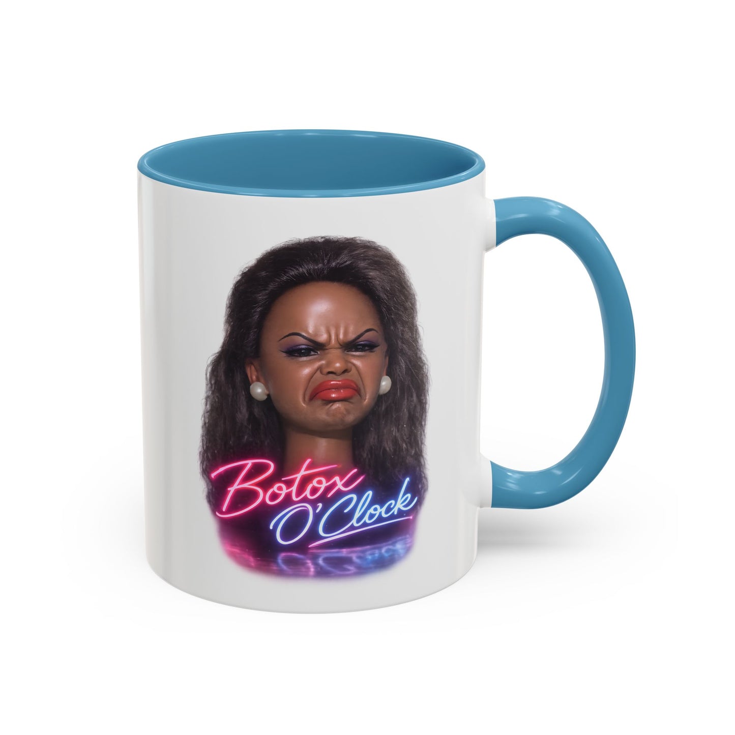 Botox O'Clock Tasse - Lustige Neon Kaffeetasse mit witzigem Grimasse-Motiv, Geschenk für Beauty-Fans & Humor-Liebhaber