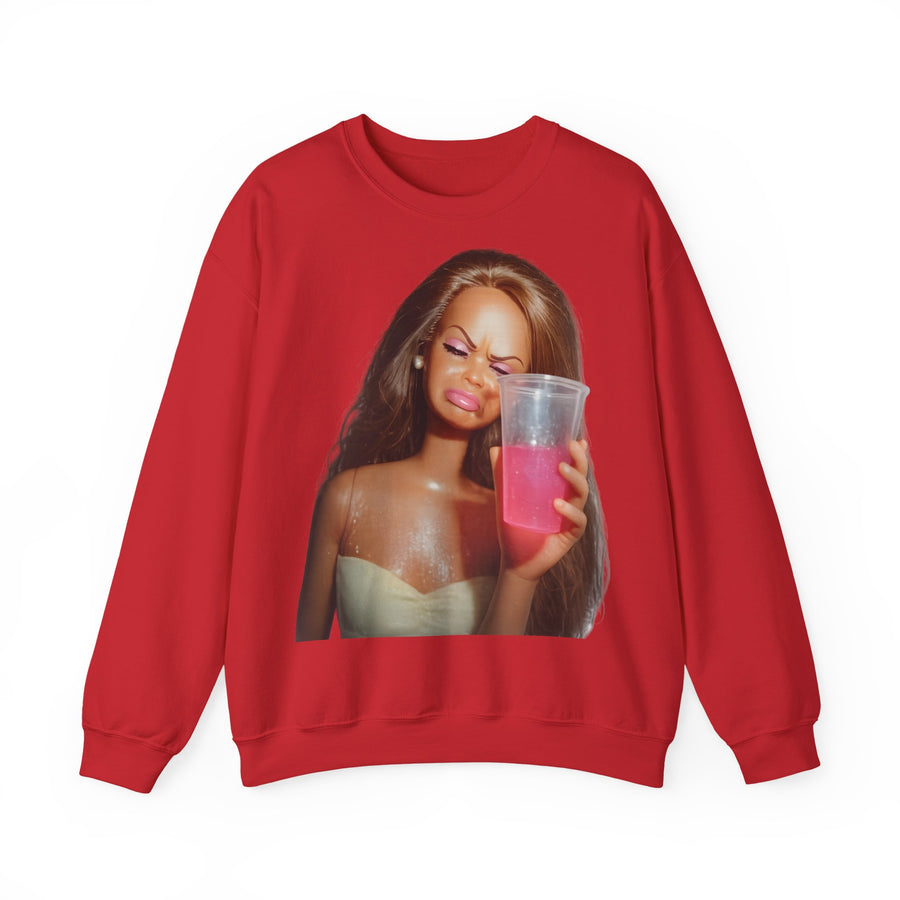 True Insights Sweatshirt Barbicore Puppen-Meme Pink Drink Motiv in Rot für auffällige Selfmade-Diven