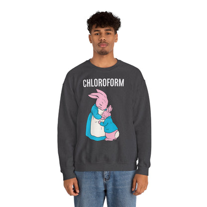 „CHLOROFORM“ – Retro-Sweatshirt mit Hasen und bösem Twist – Freches Satire-Design für mutige Statements | True Insights