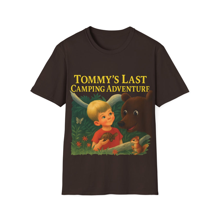 Tommy’s Last Camping Adventure T-Shirt – süß trifft seltsam