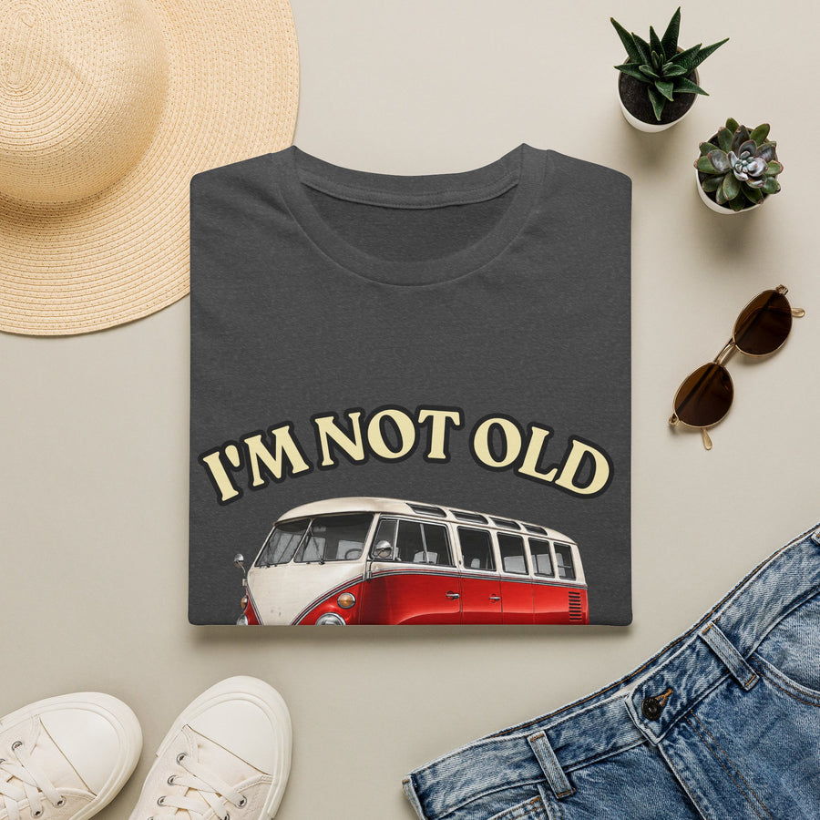 True Insights T-Shirt Baujahr 1976 Classic Bus Oldtimer, satirischer Aufdruck Im Not Old detailliert