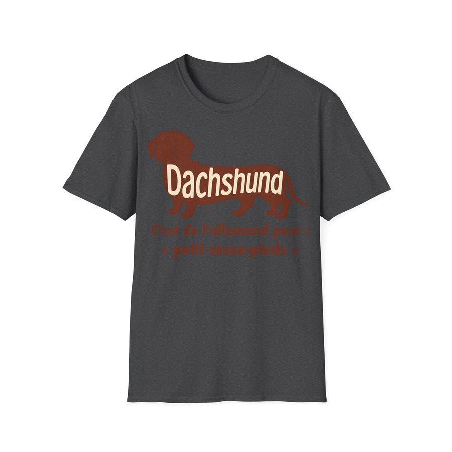 T-shirt Teckel « Dachshund – c'est de l'allemand pour petit casse-pieds » – Cadeau humour chien vintage
