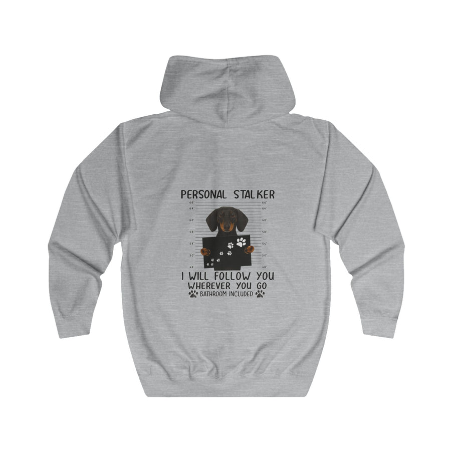 True Insights Dackel Personal Stalker Zip-Hoodie – Lustiges Dackel-Motiv – I Will Follow You