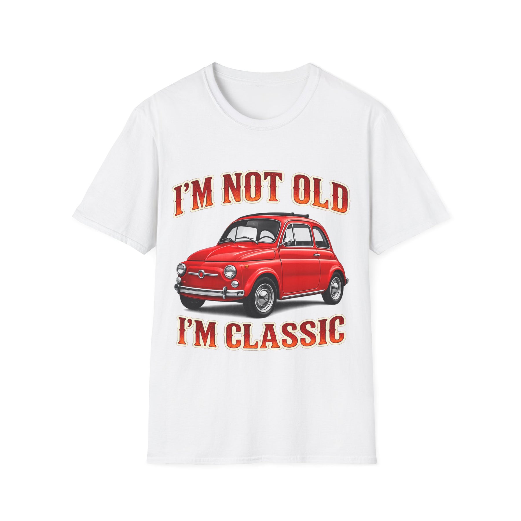 True Insights Retro T-Shirt Oldtimer Kleinwagen Motiv in Weiß, Vintage Geschenk für Herren