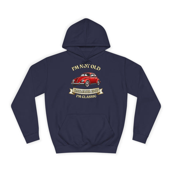 Geschenk zum 30. Geburtstag – Hoodie Jahrgang 1997 VW Käfer – Oxford Navy – Vorderseite