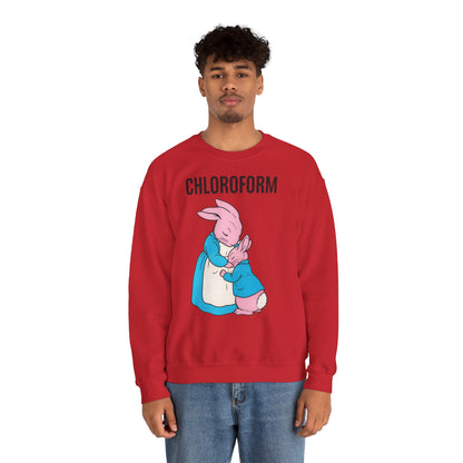 „CHLOROFORM“ – Retro-Sweatshirt mit Hasen und bösem Twist – Freches Satire-Design für mutige Statements | True Insights