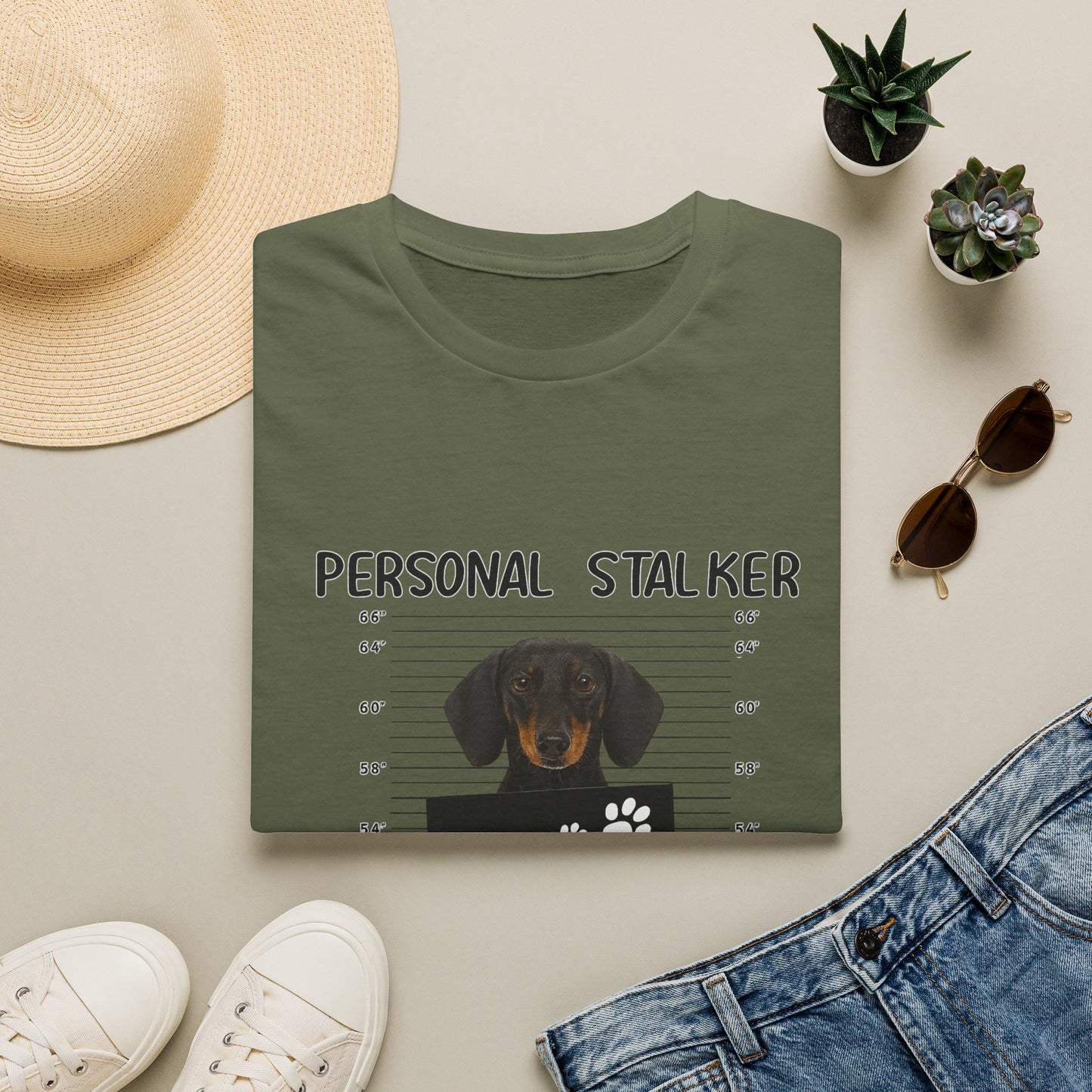 Dackel Personal Stalker T-Shirt - Lustiges Hunde Shirt für Dackelbesitzer - I Will Follow You Wherever You Go - Geschenk für Hundeliebhaber