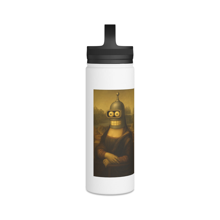 True Insights Edelstahl Trinkflasche mit Roboter Kunst Motiv, lustiges Geschenk für Futurama Fans