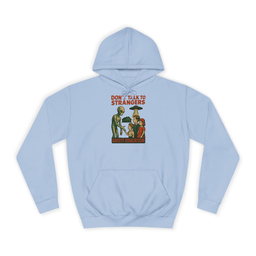 True Insights Don't Talk to Strangers Alien Hoodie – Lustiges Retro-UFO-Motiv in Sky Blue