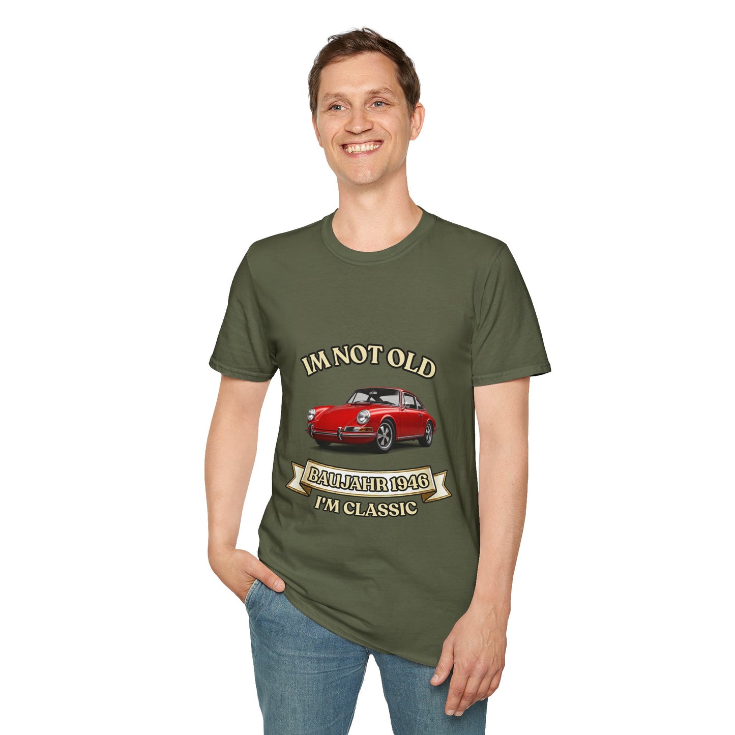 I'm Not Old I'm Classic Baujahr 1946 T-Shirt – Roter Oldtimer Sportwagen Geburtstag Geschenk Unisex