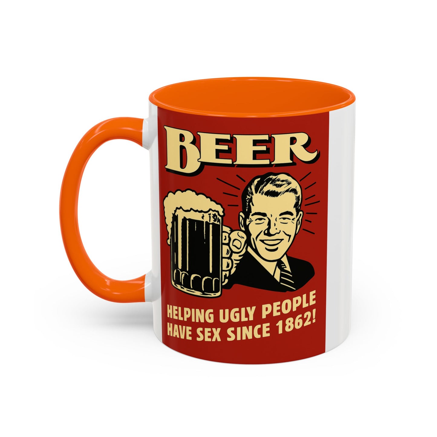 Bunte Tasse "BEER - Helping Ugly People" | Lustige Retro Bier Kaffeetasse | Vintage Geschenk für Bierliebhaber & Partyfans