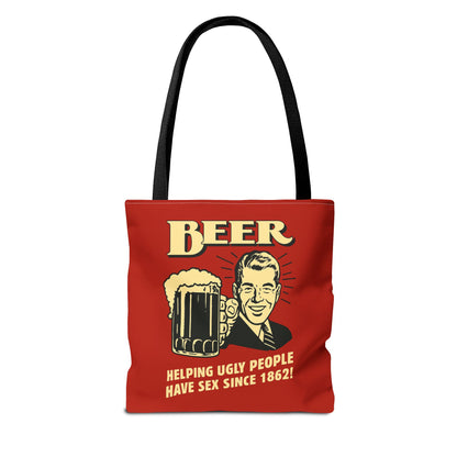 Beer Tote Bag - Helping Ugly People Have Sex Since 1862 - Lustige Retro Bier Einkaufstasche - Vintage Parodie Geschenk