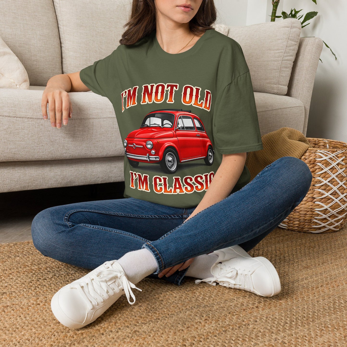 True Insights Retro T-Shirt mit rotem Oldtimer Motiv, Vintage Look im Detail für Autofans
