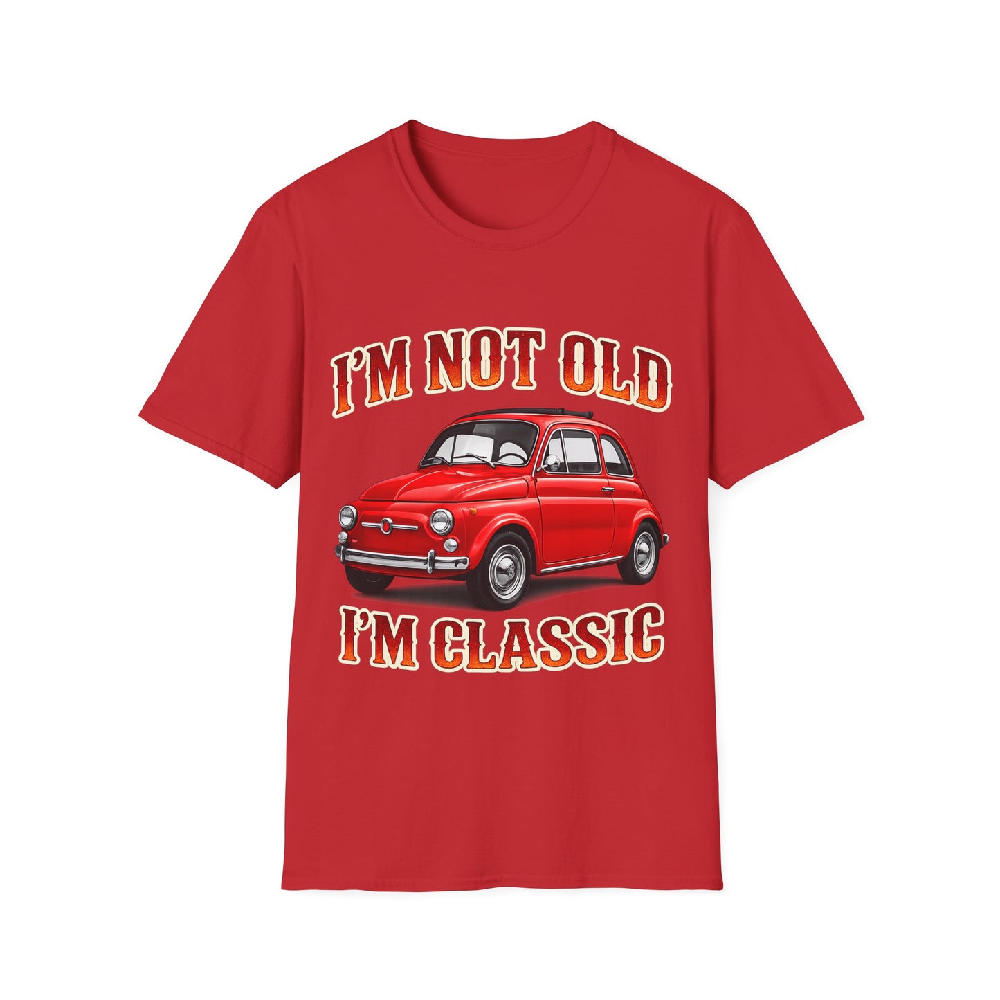 True Insights Retro T-Shirt Oldtimer Kleinwagen Motiv in Rot, Vintage Geschenk für Herren